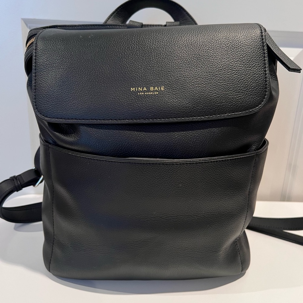 Black Leather Backpack Tote - Picture 4 of 6